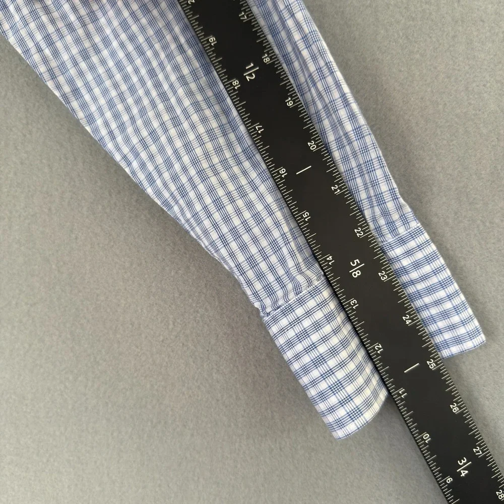 Polo Ralph Lauren Oxford Dress Shirt Men's Size 16‎ Blue Check Plaid Classic Fit